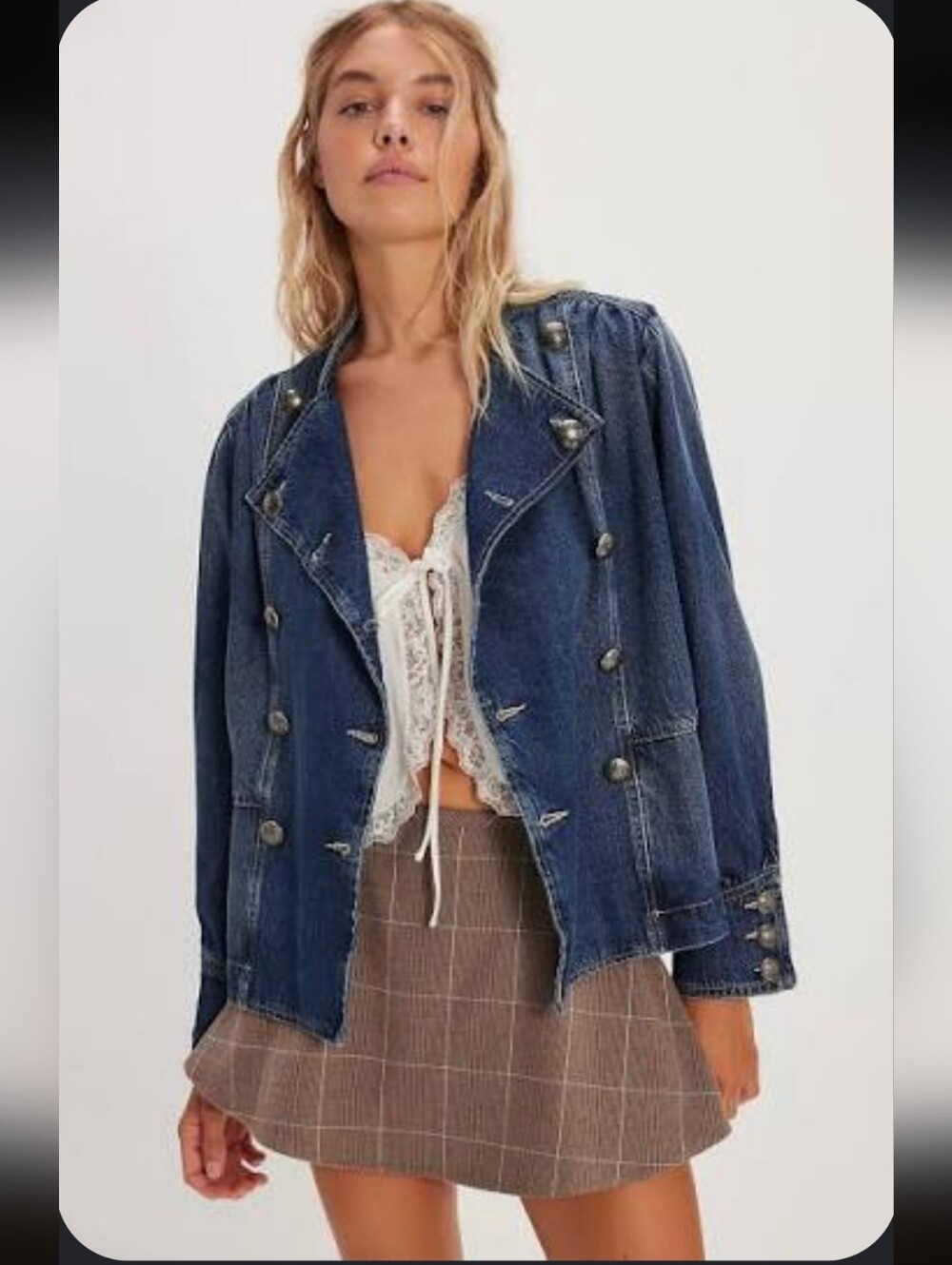 NWT Free People Imogene Denim Officers Jacket